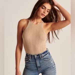 Abercrombie and Fitch Scuba Sweater Knit High Neck Ribbed Bodysuit, Size M